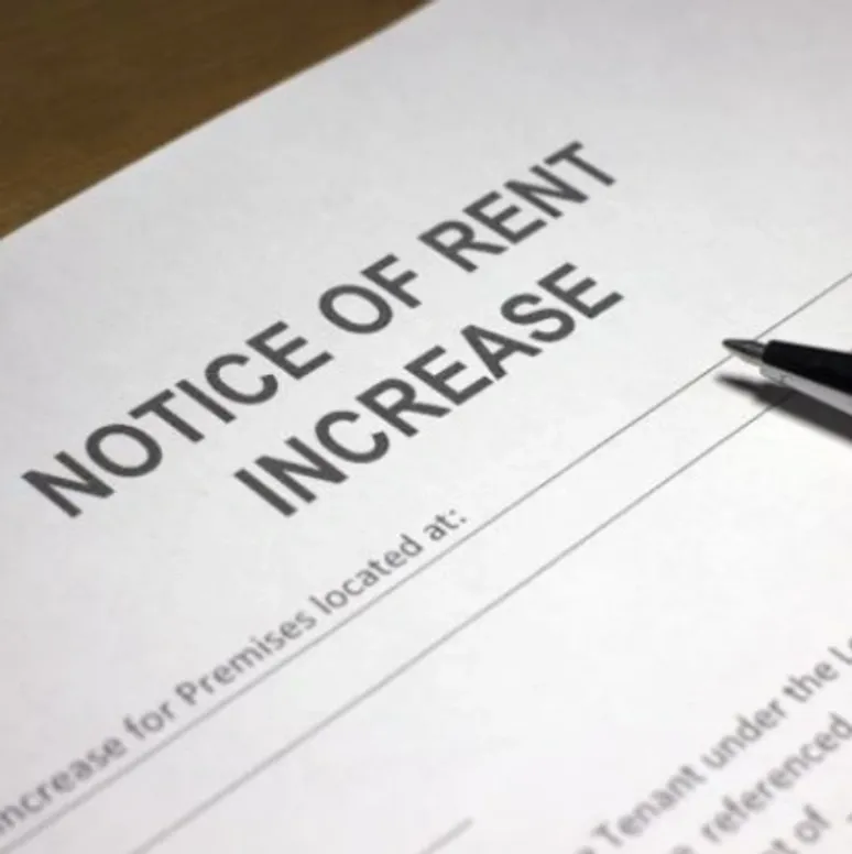A form that is titled 'Notice of Rent Increase'